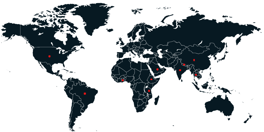 World map with markers